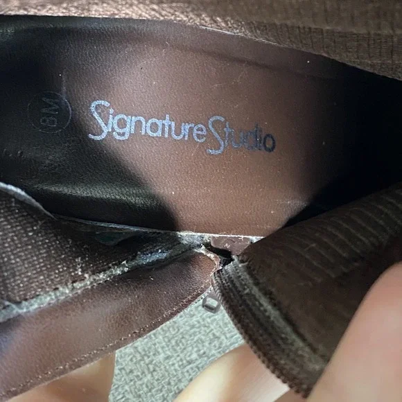 Vintage Y2K Patchwork Faux Leather Booties Boots Size 8M Square Toe Boho Brown - Picture 10 of 13